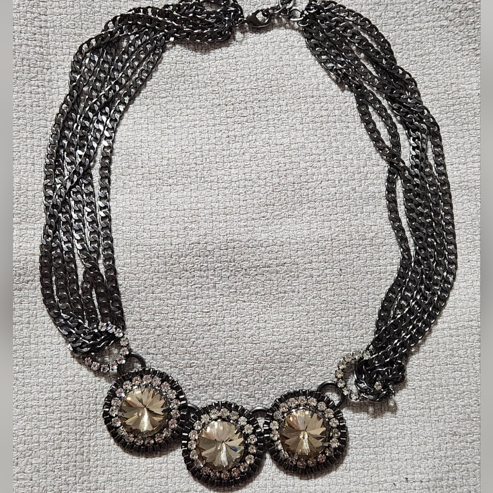 Faux Citrine Rhinestone Necklace